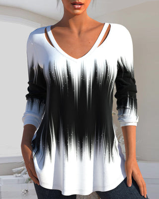 Long sleeve top with ombré print and cutout