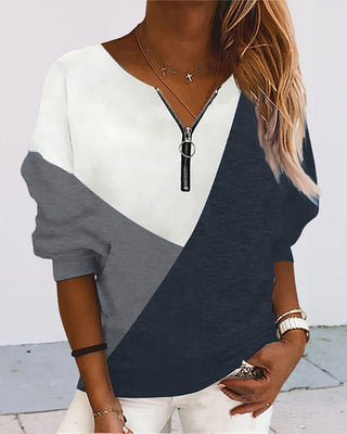 Color Block Zip-Up Sweatshirt