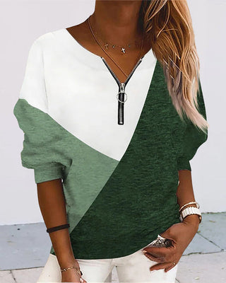 Color Block Zip-Up Sweatshirt