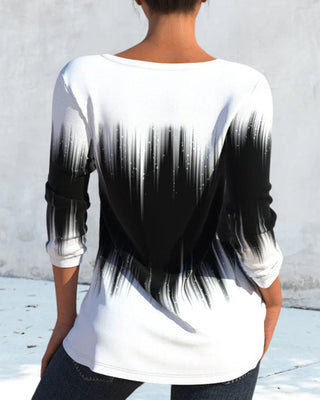 Long sleeve top with ombré print and cutout