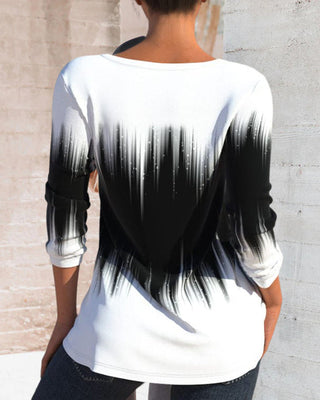 Long sleeve top with ombré print and cutout