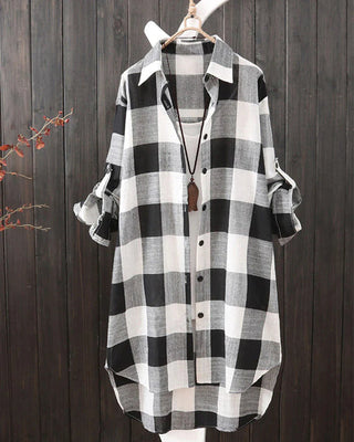 Long-sleeved shirt with check print