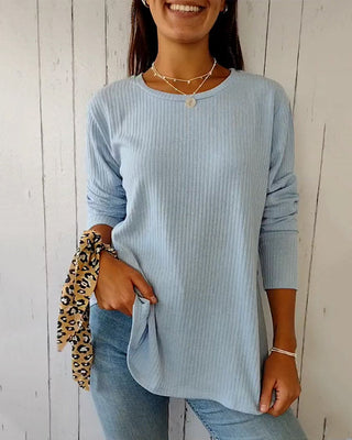 Long sleeve top with crew neck