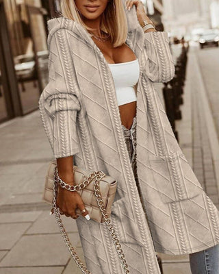 Long textured hooded coat