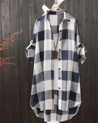 Long-sleeved shirt with check print