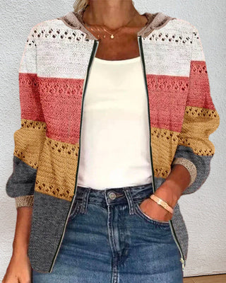 Cardigan zippé color block