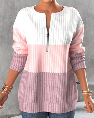 Color Block Zip Top