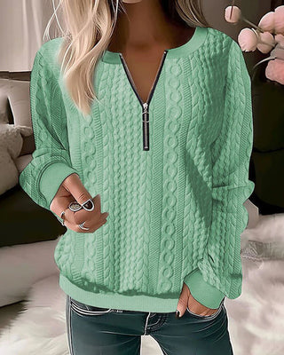 Solid Color Zipped Sweatshirt