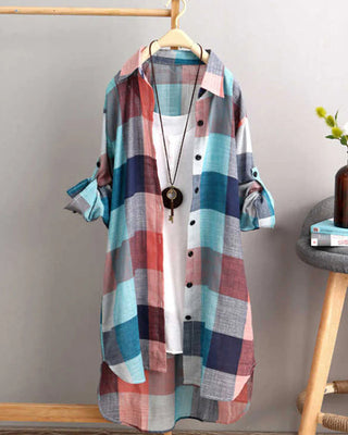 Long-sleeved shirt with check print