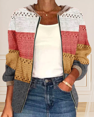 Cardigan zippé color block