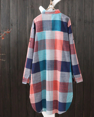 Long-sleeved shirt with check print