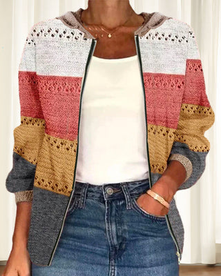 Cardigan zippé color block